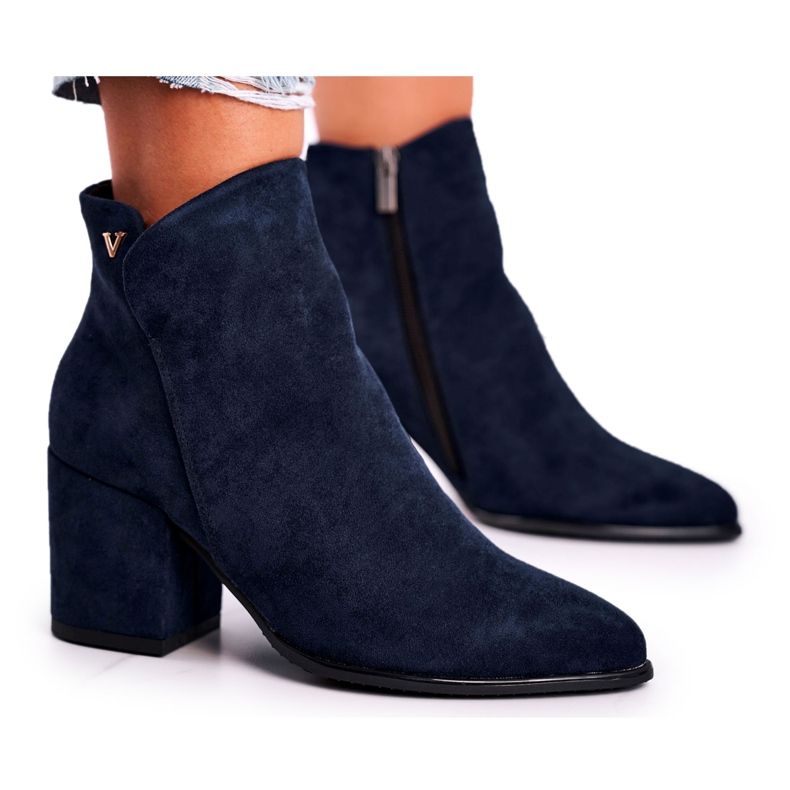 Vinceza Women's Boots Warm Eco Suede Navy Blue So Good