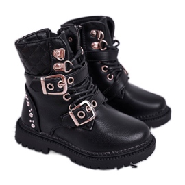 FRROCK Children's Fur-insulated Boots Black Dolly golden