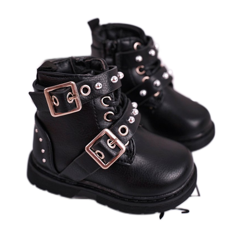 FRROCK Children's Boots Warmed With Fur Black Mary