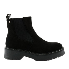 Black flat boots made of suede-like eco-leather Mildshade