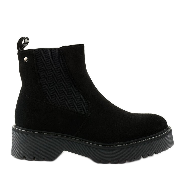 Black flat boots made of suede-like eco-leather Mildshade