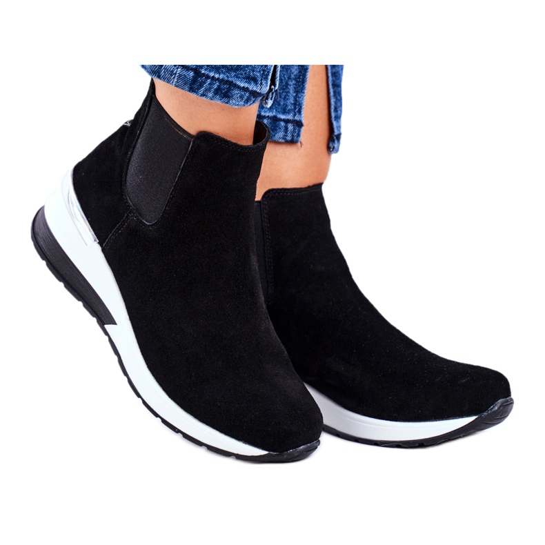 Vinceza Women's Sport Shoes Sneakers Black Leather 21-7781 white