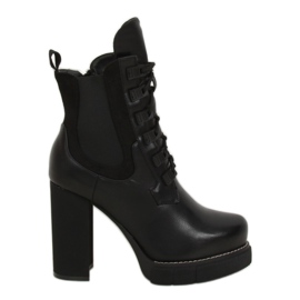 Black wide-heeled boots DF3718 Black