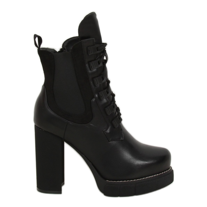 Black wide-heeled boots DF3718 Black