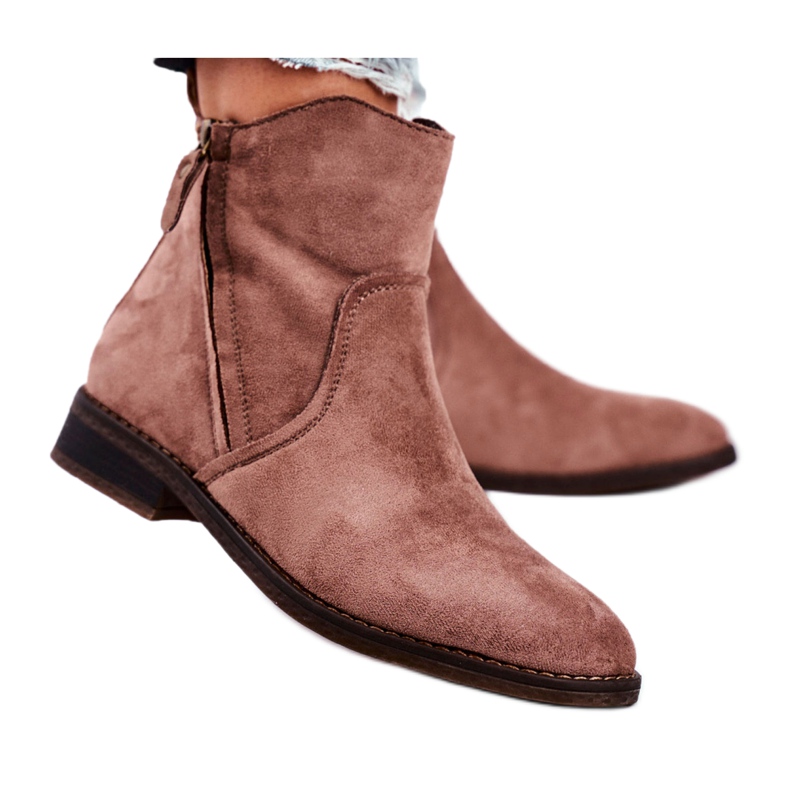 Women's Cowboy Boots with Flat Heel Khaki Plemmi beige
