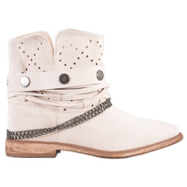 Bella Paris Boots With Decorative Stripes beige