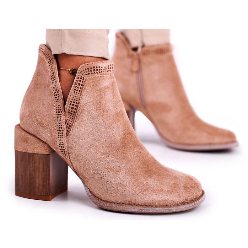 MSMG Women's Boots On Heel Cut Khaki Meliori Dream