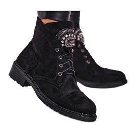 Women's Warm Boots Suede Crystals Black Hondus