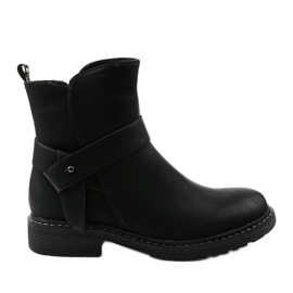 Women's black flat boots with a zipper Graybane