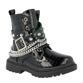 FRROCK Children's Boots Warmed With Fur, Lacquered Black Dolly FRROCK Children's Boots Warmed With Fur, Lacquered Black Dolly