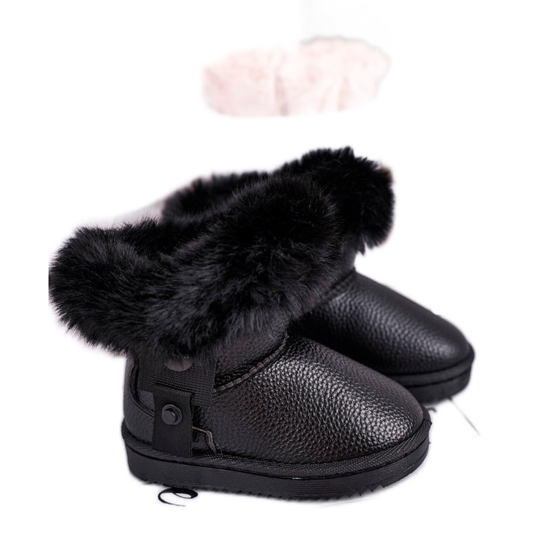 Apawwa Black Marella insulated children's snow boots with fur