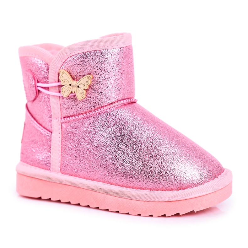 Apawwa Warm snow boots for children with a butterfly pink Cosmic