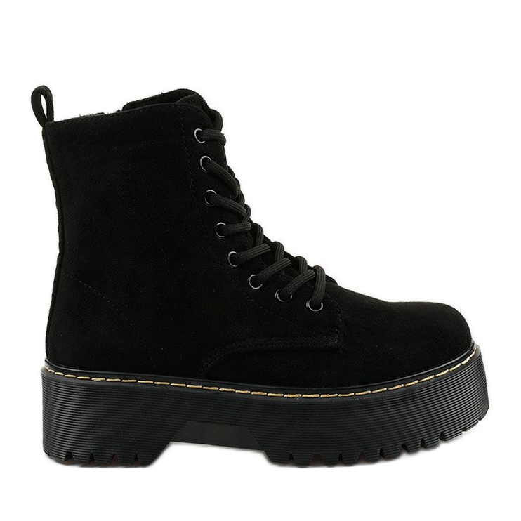 Black lace-up suede boots from Cataela