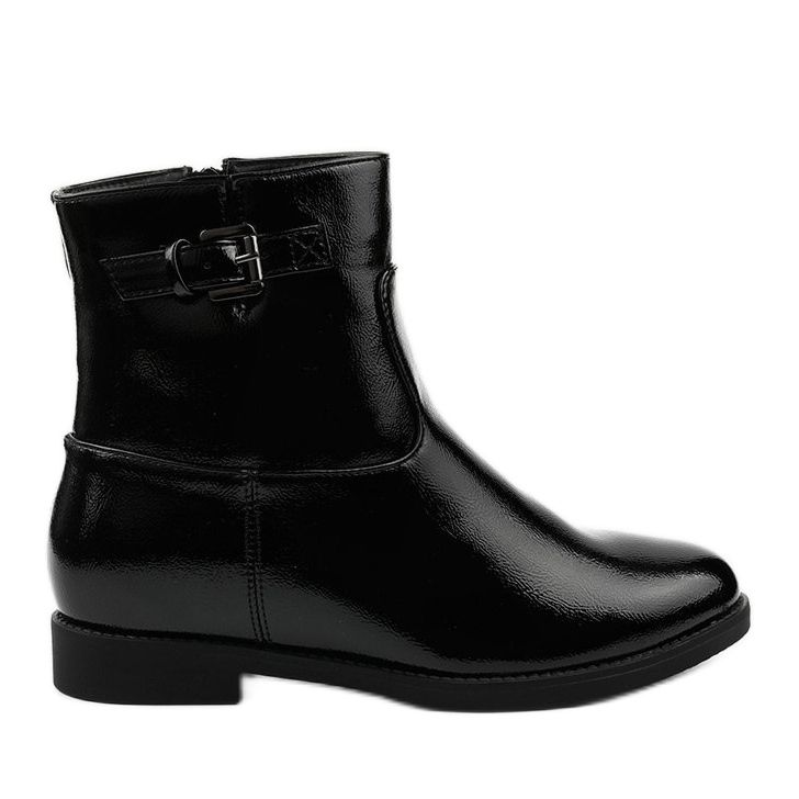 Black insulated boots with a hidden patent lacquered wedge Valentina