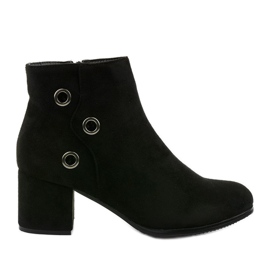 Black ankle boots with eco-suede A8163 / A