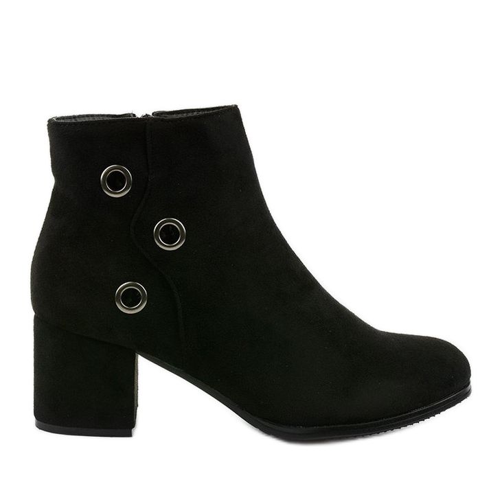Black ankle boots with eco-suede A8163 / A
