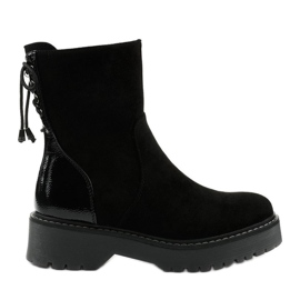 Black suede-like ankle boots with a Keensallow zipper Black suede-like ankle boots with a Keensallow zipper