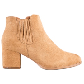 Bella Paris Short Suede Booties beige