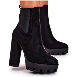 FW1 Women's Boots On High Heel Eco-Suede Black Juliet