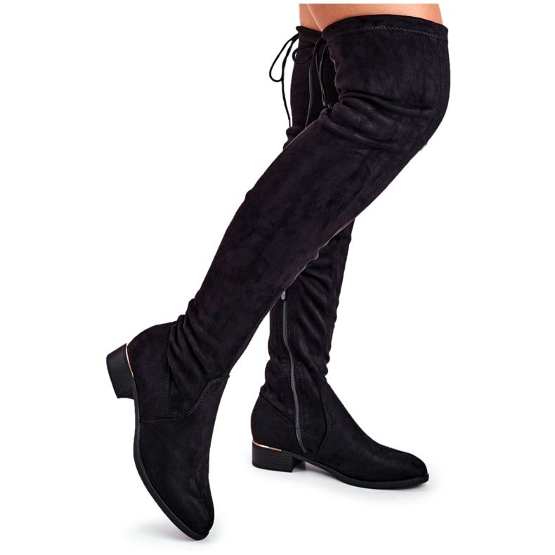 FRBS Women's Eco-Suede Over The Knee Boots Black Dove FRBS Women's Eco-Suede Over The Knee Boots Black Dove