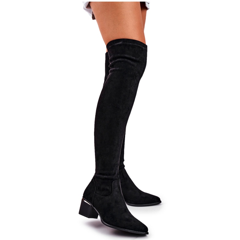 FRBS Women's Knee-High Boots Eco-Suede Black Indigo FRBS Women's Knee-High Boots Eco-Suede Black Indigo