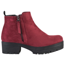 Clowse Burgundy Booties On The Platform red Clowse Burgundy Booties On The Platform red