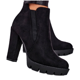 Women's Boots Slip On A Heel Eco-Suede Black Berry
