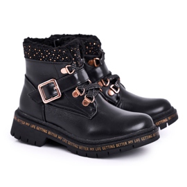 Black Rhythm children's youth boots with sheepskin