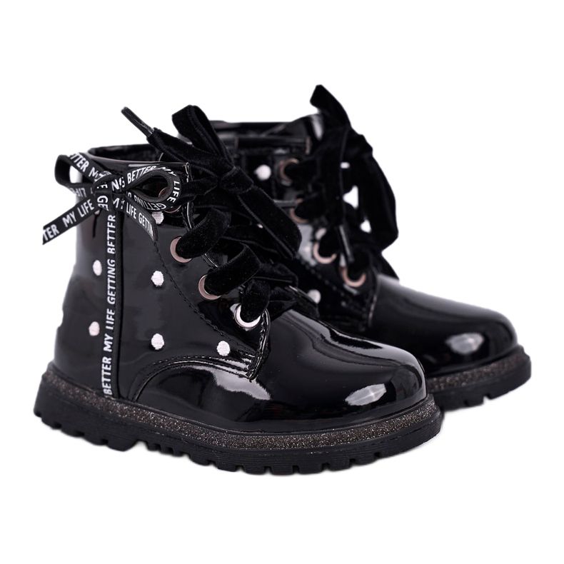 Children's black lacquered insulated boots Essie