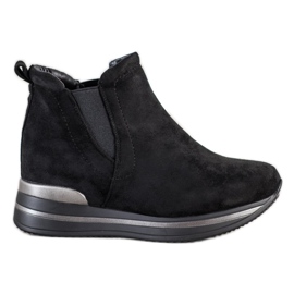 Gogo Slip-on Suede Booties black