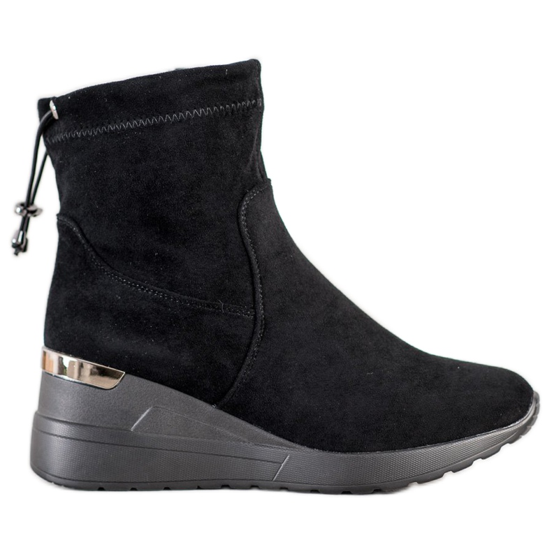 Camo Suede Wedge Boots black