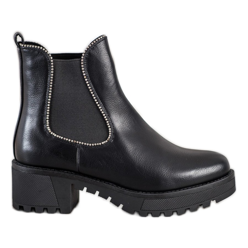 SHELOVET Chelsea boots with cubic zirconia black