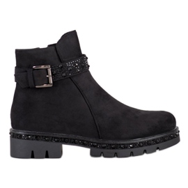 Bella Star Black Booties With Ornaments