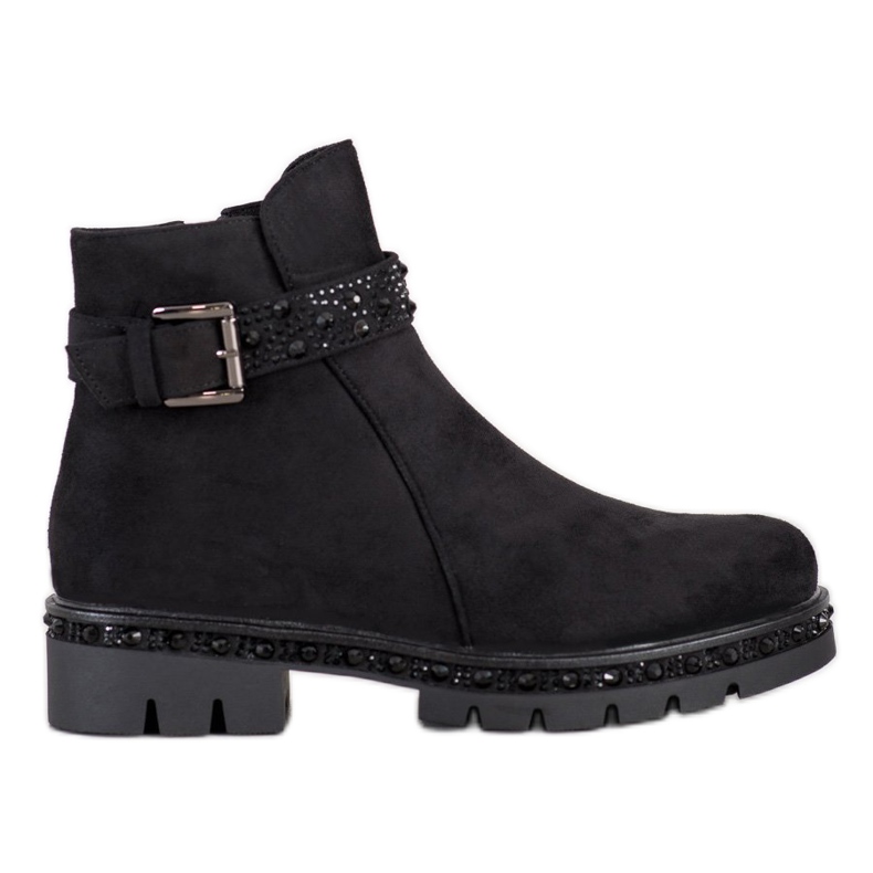 Bella Star Black Booties With Ornaments