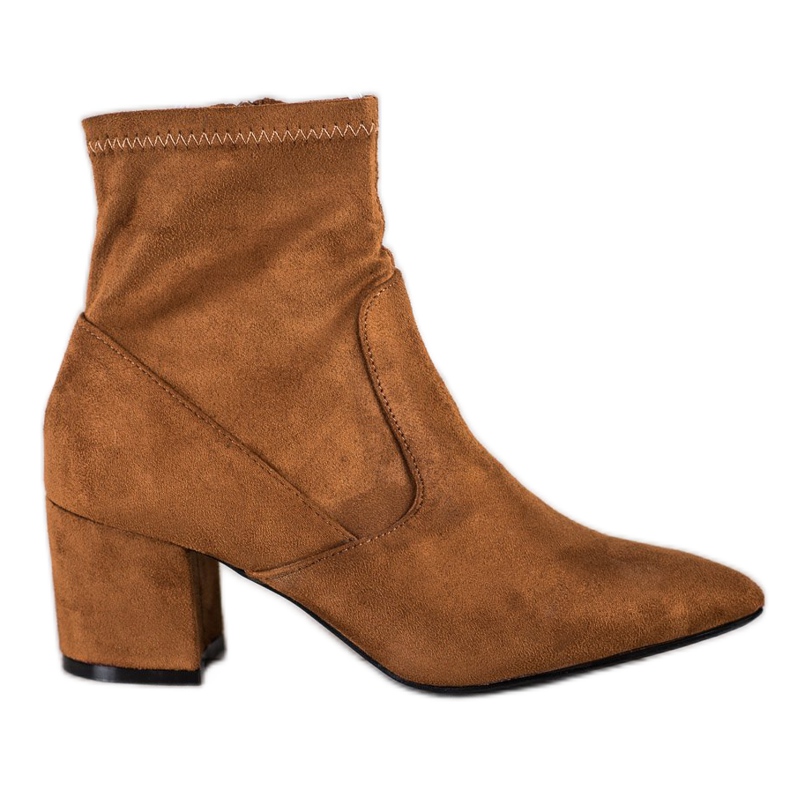 SHELOVET Suede high-heeled boots brown