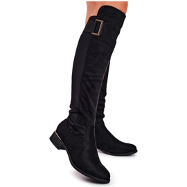 EVE Women's knee high boots suede / lycra black Nash