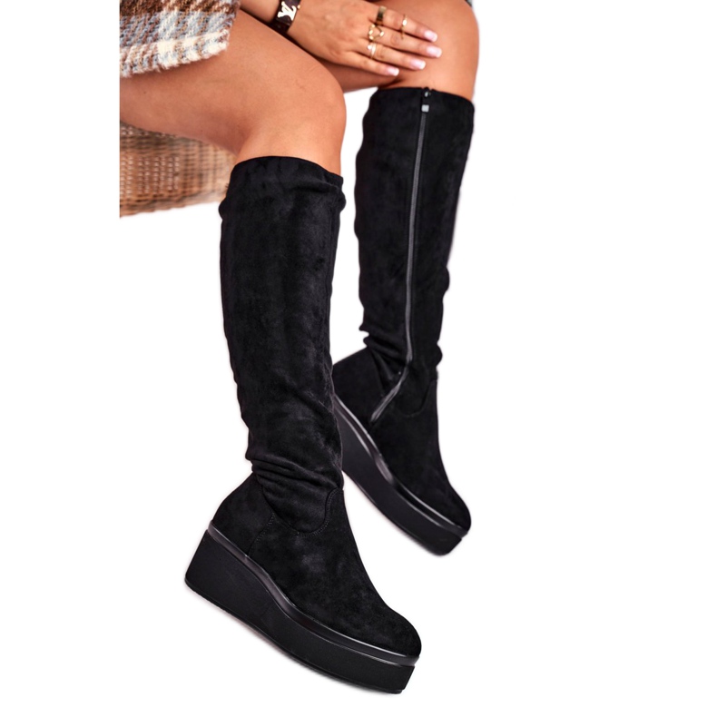 Women's boots Sergio Leone on the platform black KZ732
