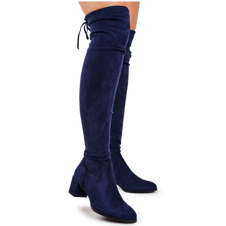Women's boots Sergio Leone lycra navy blue KZ281 Women's boots Sergio Leone lycra navy blue KZ281