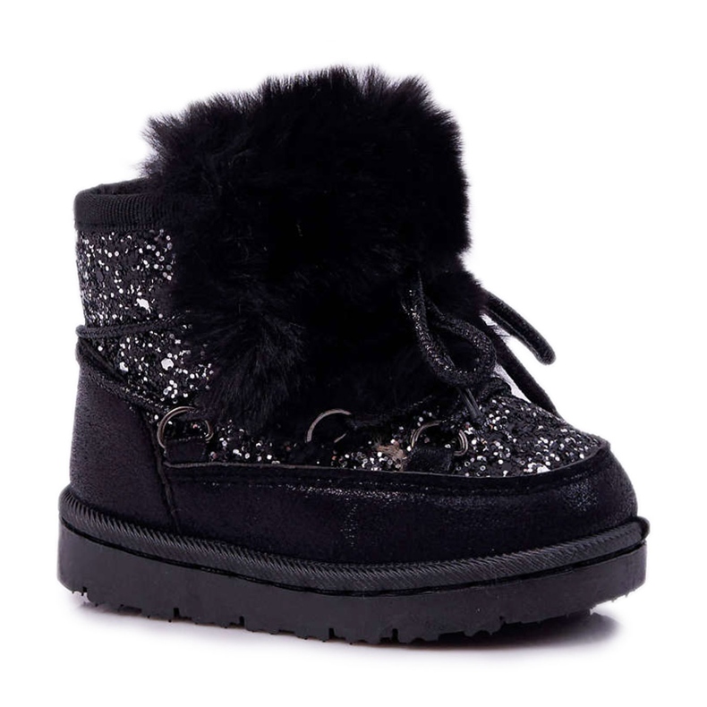 FRROCK Children's Snow Boots With Fur Black Minnie Mouse silver