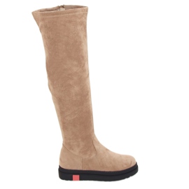 Over-the-knee boots with thick beige sole NS135P Beige