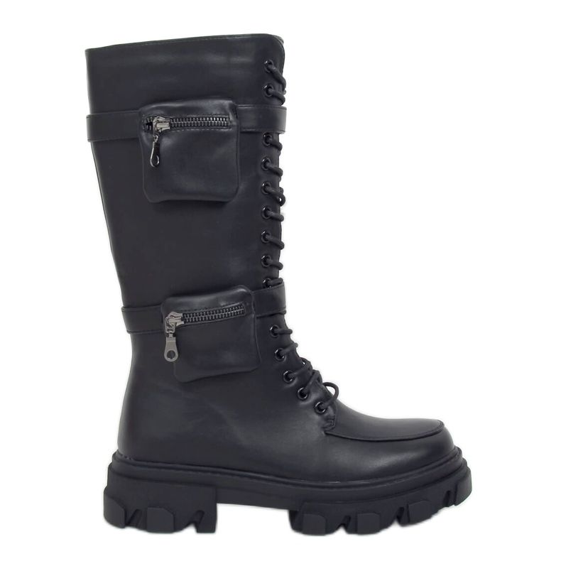 Black boots with pouches RB64P Black