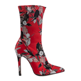 Red ankle boots with a Santana sock