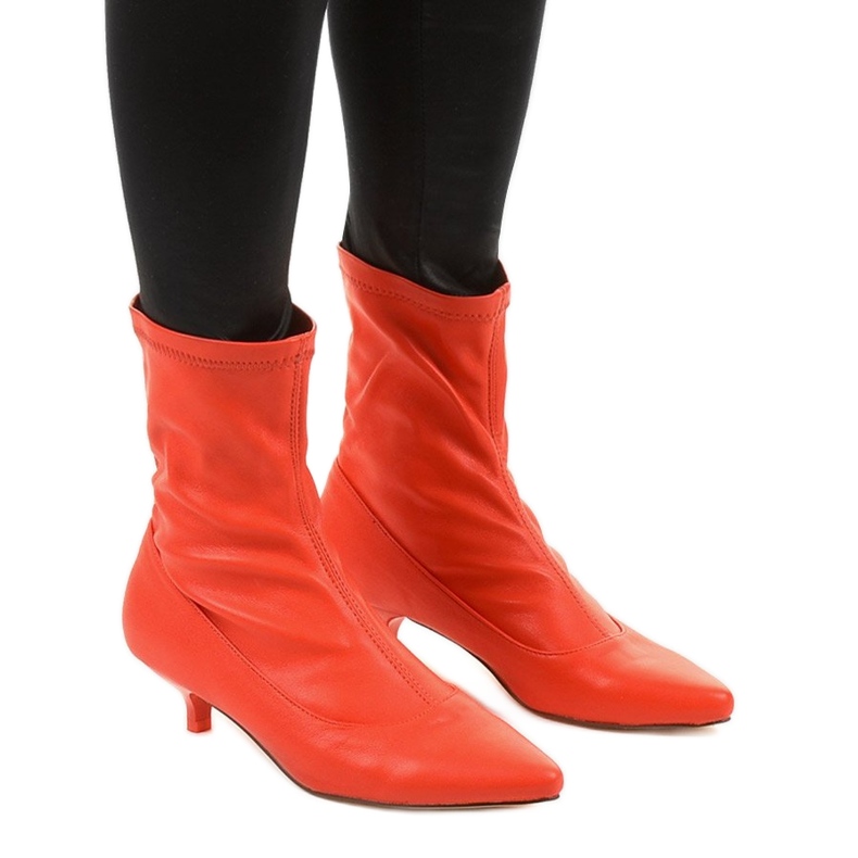 Red high heels with a Ragemour sock