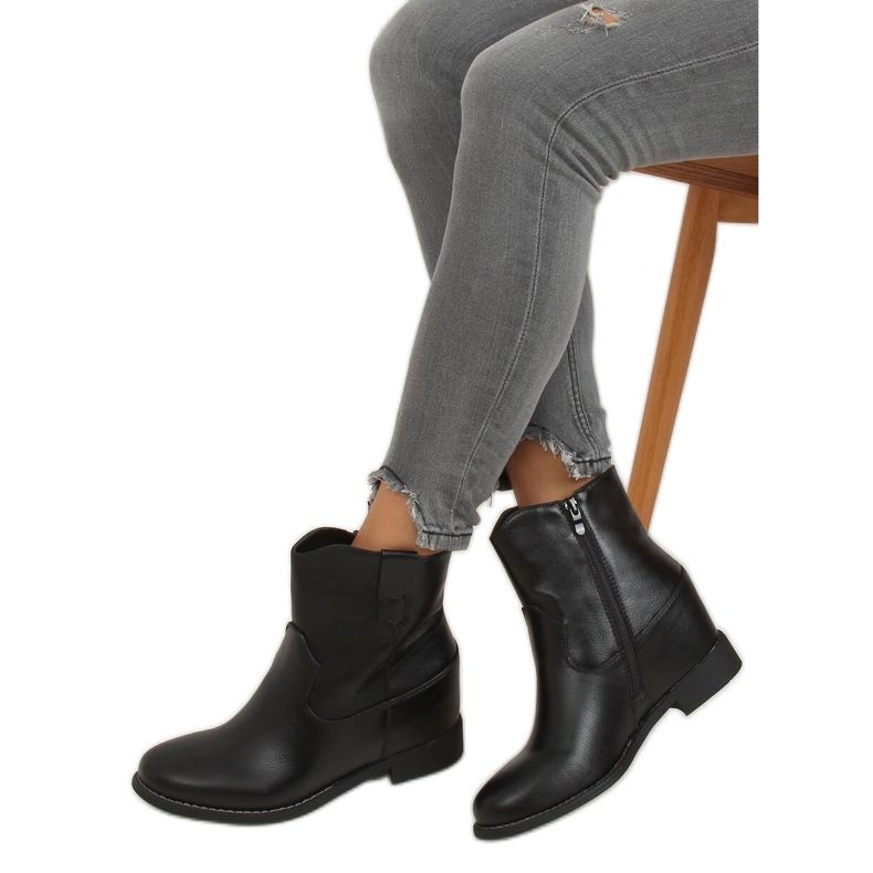 Black Boots on a hidden wedge heel 8003 Black