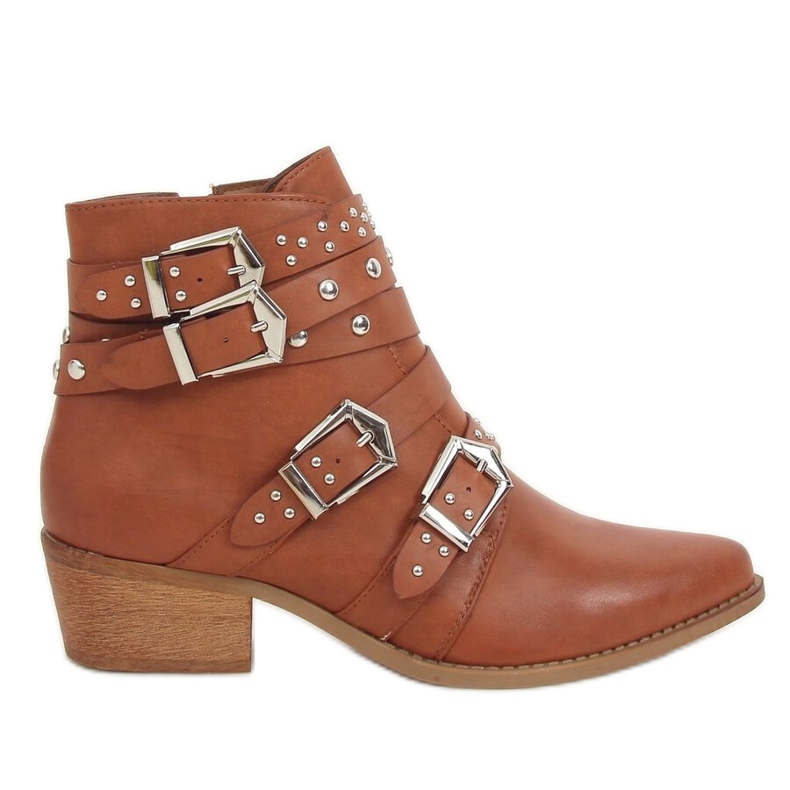 Boots with studs camel CK568 Brown