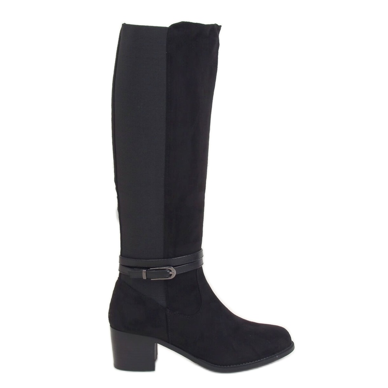 Black PE230P Black riding boots with a flexible upper
