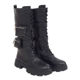 Black boots with pouches RQ345 Black