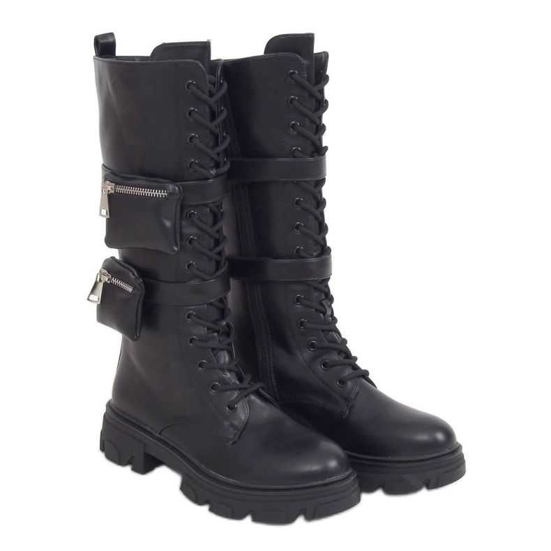 Black boots with pouches RQ345 Black