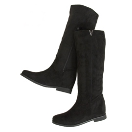 Black boots on a hidden wedge heel ST-11P Black
