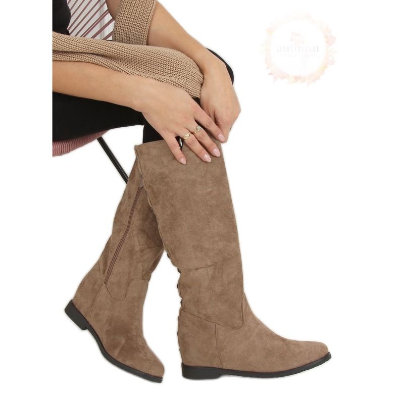 Boots on a hidden beige wedge ST-11P